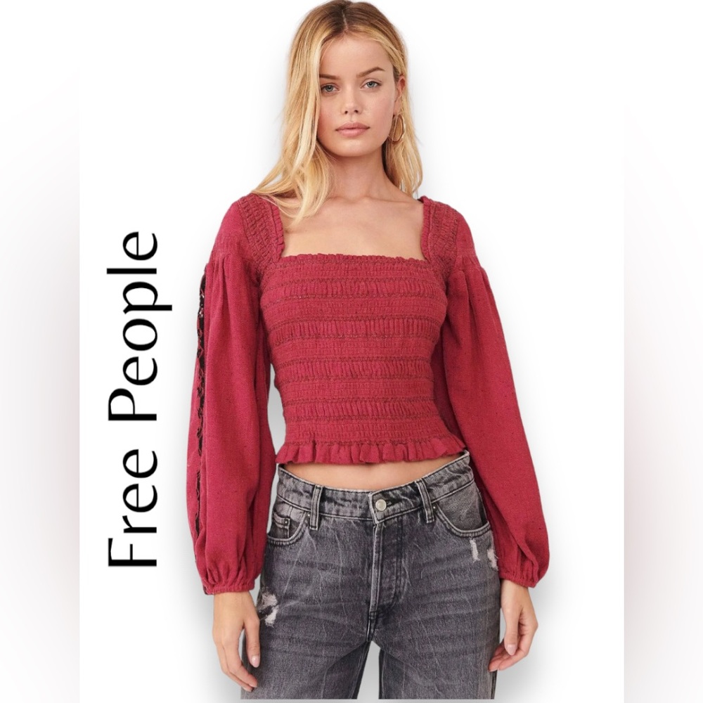 NWOT Free People Women's Maggie Embroidered Top - Picture 1 of 6